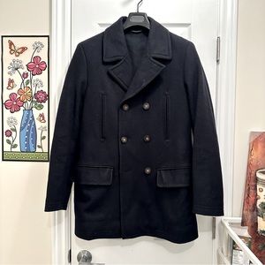 Mens Lauren Ralph Lauren Luke Wool Blend Classic Fit Black Peacoat Coat 38R